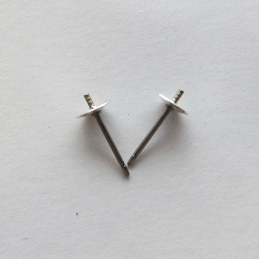 Earring Post Titanium With Pad And With Peg For Half-Hole Pearls (5 mm)