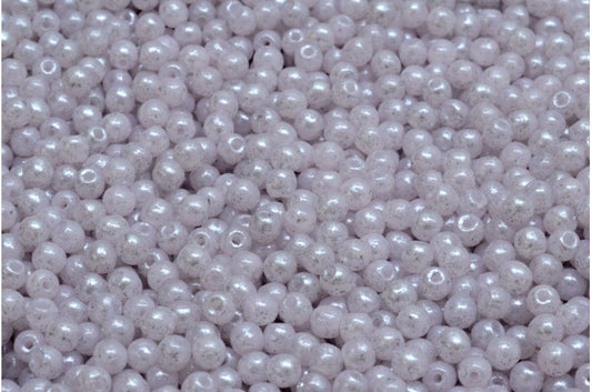 Round Druck Beads, Opal Pink Silver Splash (71111-94400), Glass, Czech Republic