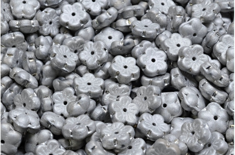 Cherry Flower Beads, Crystal Matte Silver (00030-84100-27000), Glass, Czech Republic