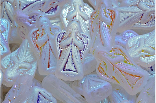 Angel beads, Opal White Matte Ab Full (2X Side) (01000-84100-28703), Glass, Czech Republic