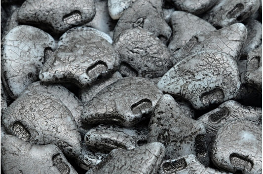 OUTLET 10 grams Polar Bear, White Etched Black Lined (02010-etch-54313), Glass, Czech Republic