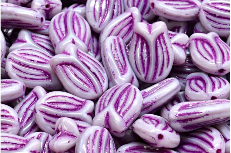 ミニチューリップビーズ、不透明アメジスト 54326 (24000-54326)、ガラス、チェコ共和国