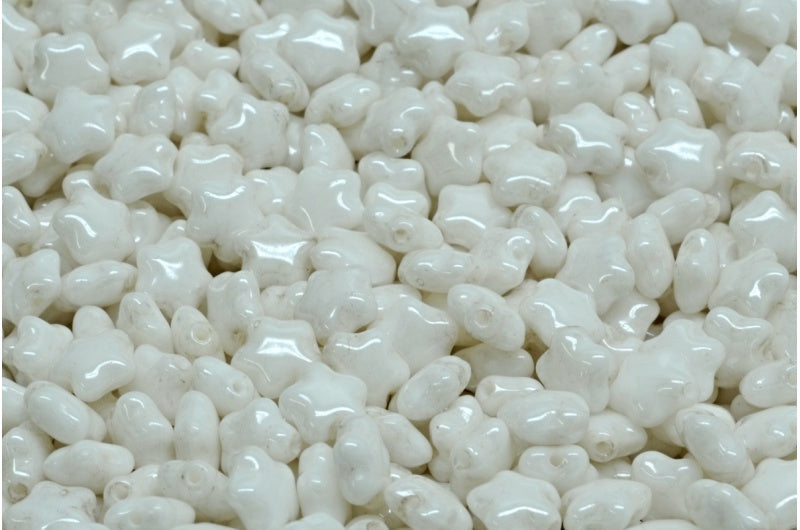 Flat Star Beads, White Hematite (02010-14400), Glass, Czech Republic