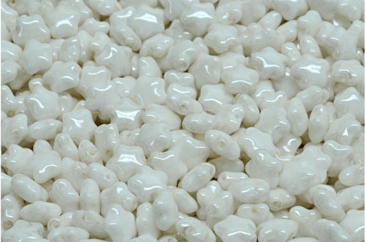 Flat Star Beads, White Hematite (02010-14400), Glass, Czech Republic