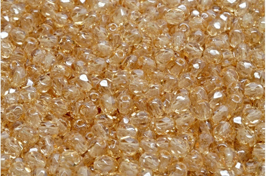 Faceted Round Fire Polished Beads, Crystal Luster Brown Full Coated (00030-14413), Glass, Czech Republic