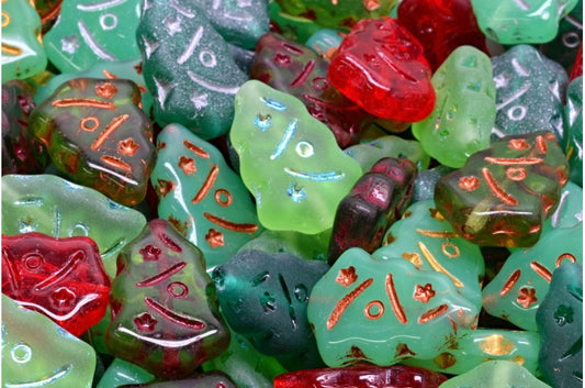 Christmas Tree Beads, 1 Mixed Colors (00001-mix), Glass, Czech Republic