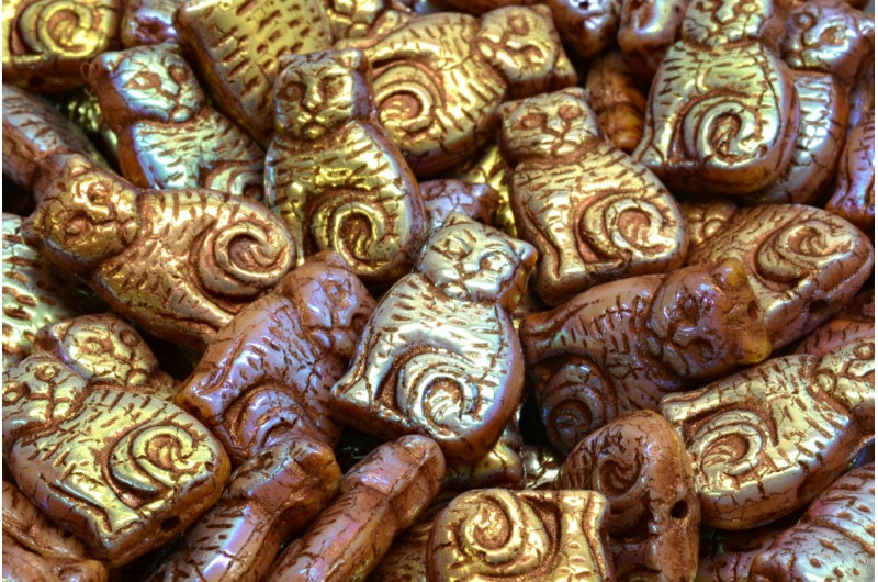 OUTLET 10 grams Cat Beads, 17 x 11 mm, R1741 Ab Full (2X Side) Bronze Lined (R1741-28703-54317), Glass, Czech Republic