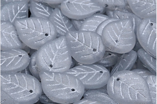 Apple Leaf Beads, Crystal Matte Silver Lined (00030-84100-54301), Glass, Czech Republic