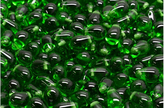 OUTLET 10 Gramm Tropfenperlen, Smaragdgrün (50120), Glas, Tschechische Republik