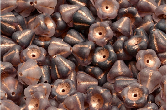 Bell Flower Beads, R0239 Matte Copper Lined (R0239-84100-54318), Glass, Czech Republic
