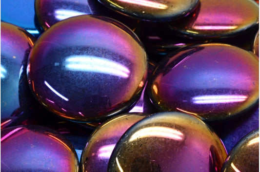 OUTLET 10 grams Cabochon Beads, 25 x 25 mm, Black Sliperit Full (2X Side) (23980-29503), Glass, Czech Republic