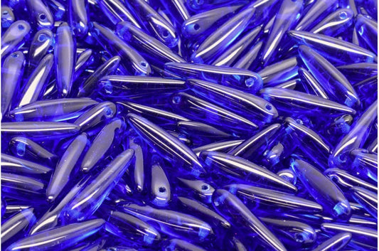 出口 10 克荆棘珠，透明蓝色 (30090)，玻璃，捷克共和国