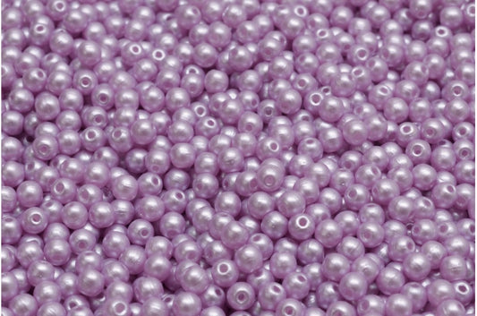 Round Druck Beads, White Pastel Light Purple (02010-25011), Glass, Czech Republic