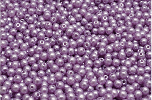 Round Druck Beads, White Pastel Purple (02010-25012), Glass, Czech Republic