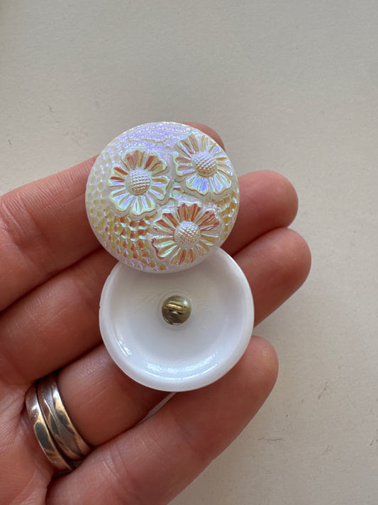1 pcs Hand Painted Glass Button with ornament, size 12 (27 mm), Czech Republic OUTLET