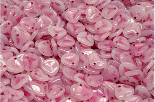 Rose Petal Beads, White Pink Lined (02010-54321), Glass, Czech Republic