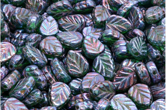 Mint Leaf Beads, Emerald Green Vega Iris (50120-15781), Glass, Czech Republic