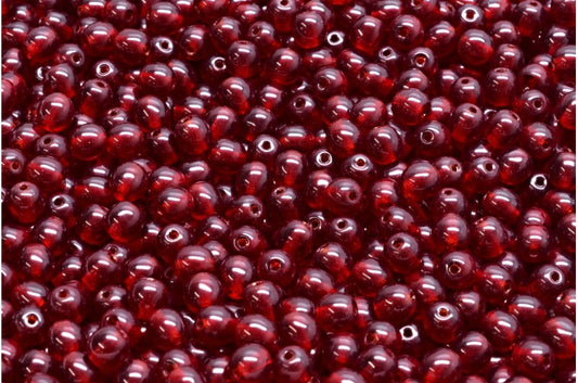 OUTLET 250g Round Pressed Druck Beads, Transparent Red Matte (90110-84110), Glass, Czech Republic