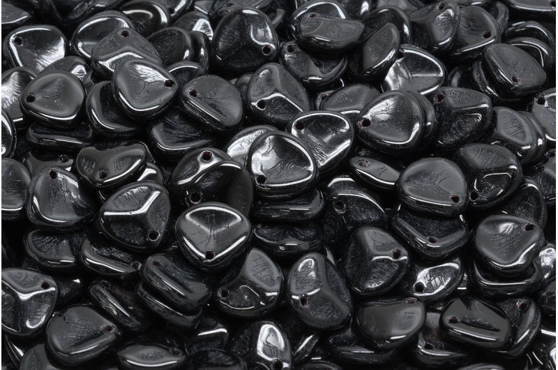 Rose Petal Beads, Black (23980), Glass, Czech Republic