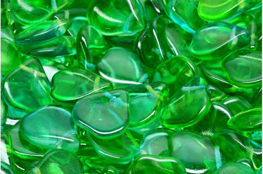 Heart Petal Beads, Crystal Yellow-Green Transparent Dyed (00030-48010), Glass, Czech Republic