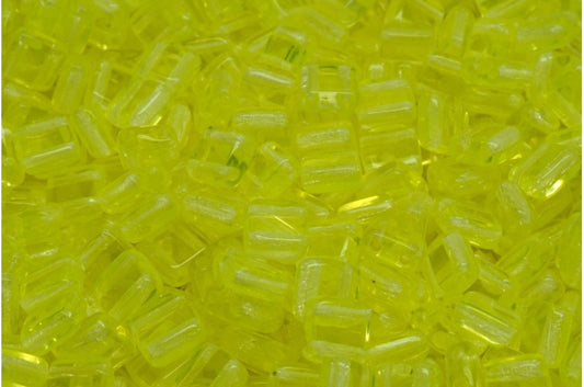 2-Holes Pressed Tile Beads, Transparent Yellow (80130), Glass, Czech Republic