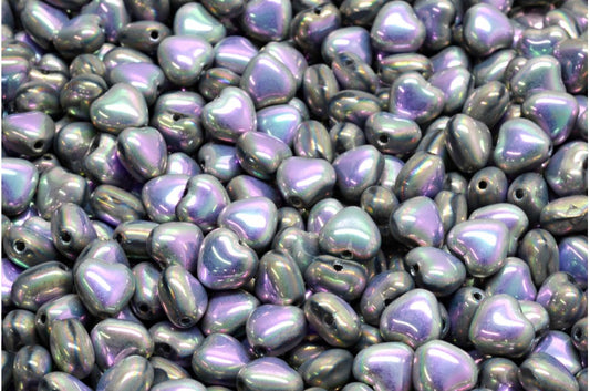 Heart Beads, Crystal 27003 Ab Full (2X Side) (00030-27003-28703), Glass, Czech Republic