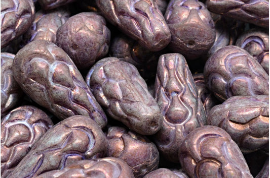 Pinecone Beads, White Purple (02010-15726), Glass, Czech Republic