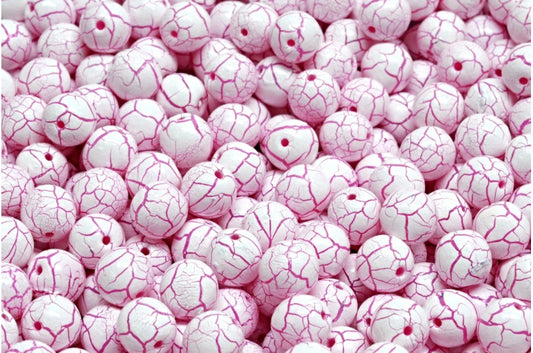 Round Druck Beads, Chalk White 24603 (03000-24603), Glass, Czech Republic