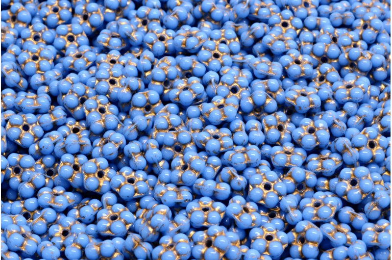 Forget Me Not Beads, Opaque Blue Gold Lined (33100-54302), Glass, Czech Republic