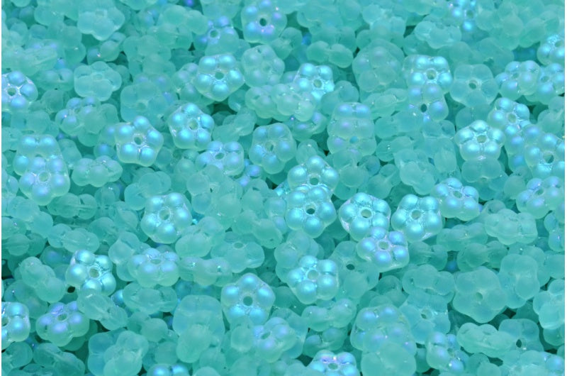 OUTLET 10 grams Forget Me Not Beads, Transparent Aqua Matte Ab (60110-84100-28701), Glass, Czech Republic