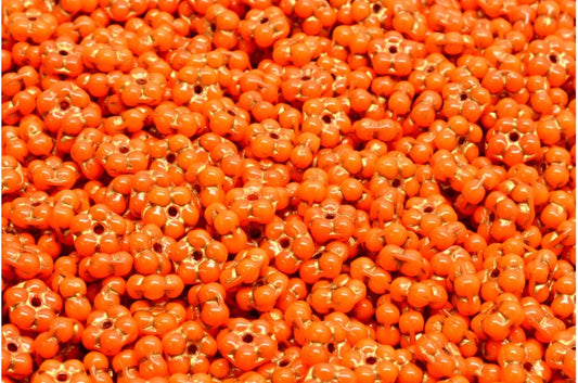 奥特莱斯 10克勿忘我珠，5 x 5毫米，不透明黄金内衬 (93120-54302)，玻璃，捷克共和国