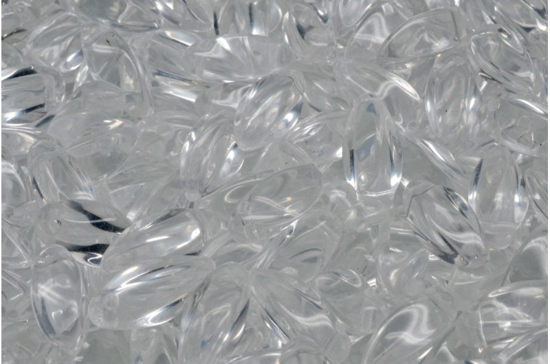 Twist Beads, Crystal (00030), Glass, Czech Republic