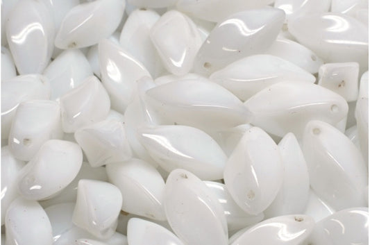 OUTLET 10 grams Twist Beads, 8 x 16 mm, White (02010), Glass, Czech Republic