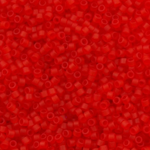 Miyuki DELICA Seed Beads Rocailles, Matt Transparent Red Orange (# DB0745), Glass, Japan