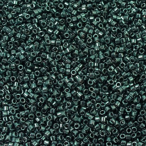 Miyuki DELICA Rocailles, galvanisiertes dunkles Stahlblau (#DB0451), Glas, Japan 
