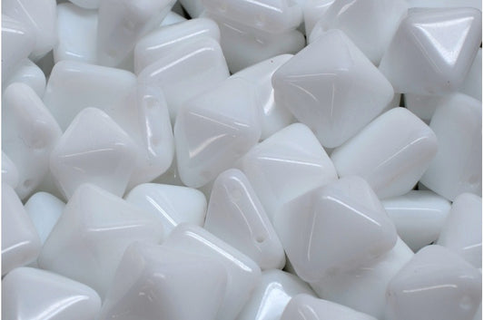 Pyramid Stud Beads, White (02010), Glass, Czech Republic