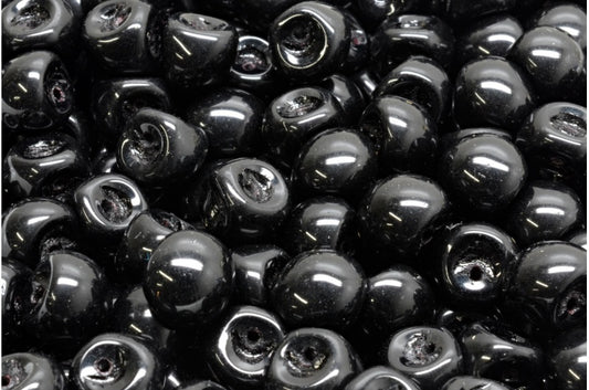 Mushroom Button Beads, Black (23980), Glass, Czech Republic