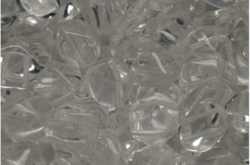 2-Hole Hexagon Pyramid Beads, Crystal (00030), Glass, Czech Republic
