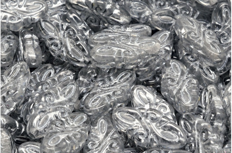 OUTLET 10 grams Arabesque Beads, 19 x 9 mm, Crystal Silver Lined (00030-54201), Glass, Czech Republic