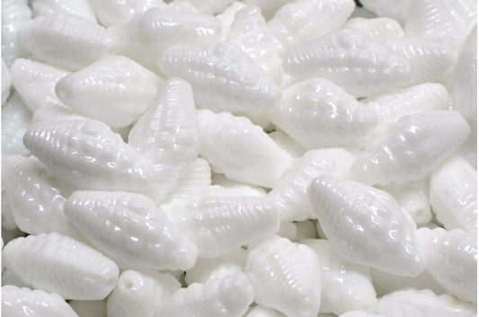 OUTLET 10 grams Miter Shell Beads, 16 x 8 mm, White (02010), Glass, Czech Republic