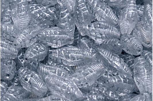 出口 10 克斜接贝壳珠，水晶银衬里 (00030-54301)，玻璃，捷克共和国