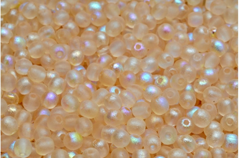 OUTLET 10 grams Round Druck Beads, 4 x 4 mm, Crystal Etched 98531 (00030-etch-98531), Glass, Czech Republic