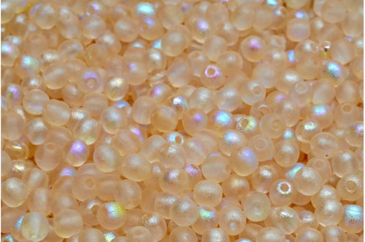 OUTLET 10 grams Round Druck Beads, 4 x 4 mm, Crystal Etched 98531 (00030-etch-98531), Glass, Czech Republic