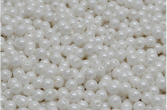 ラウンドドラックビーズ、ホワイトヘマタイト（02010-14400）、ガラス、チェコ共和国