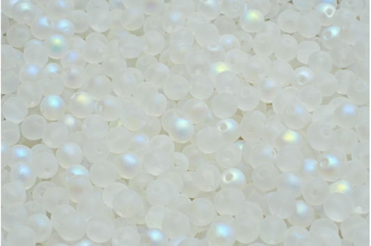 圆形 Druck 珠子，水晶哑光 Ab (00030-84100-28701)，玻璃，捷克共和国