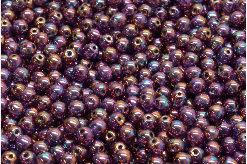 Round Druck Beads, Crystal Vega Iris (00030-15781), Glass, Czech Republic