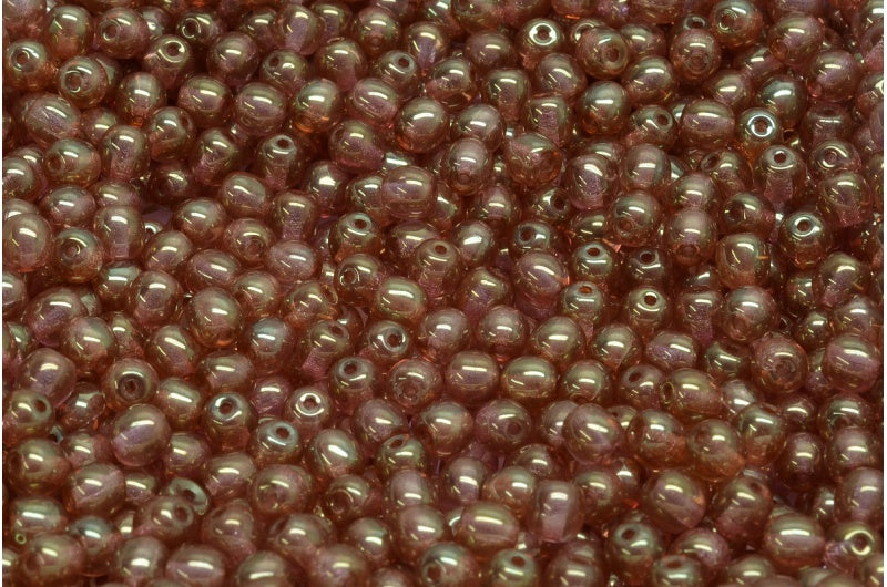 Round Druck Beads, Crystal Luster Red Full Coated (00030-14495), Glass, Czech Republic