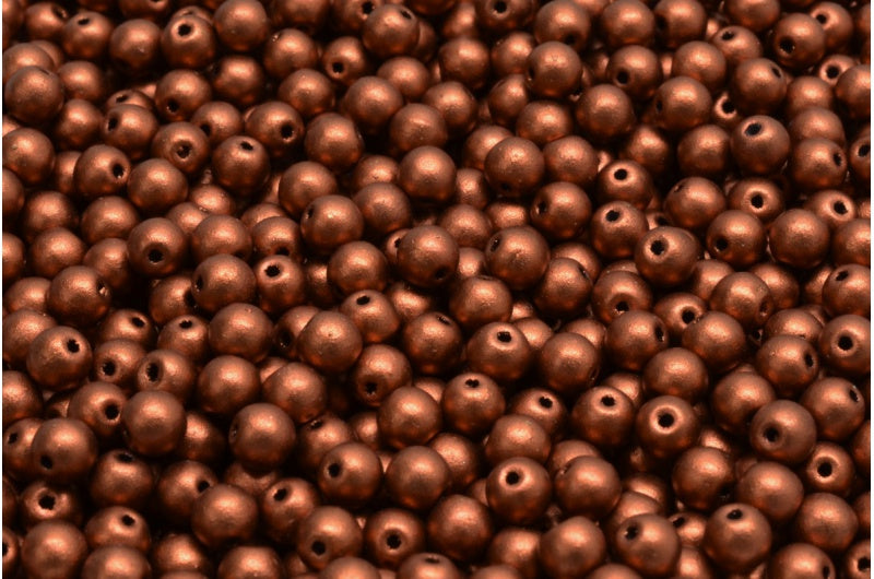 Round Druck Beads, Crystal Copper Matt (00030-01750), Glass, Czech Republic