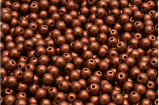 Round Druck Beads, Crystal Copper Matt (00030-01750), Glass, Czech Republic