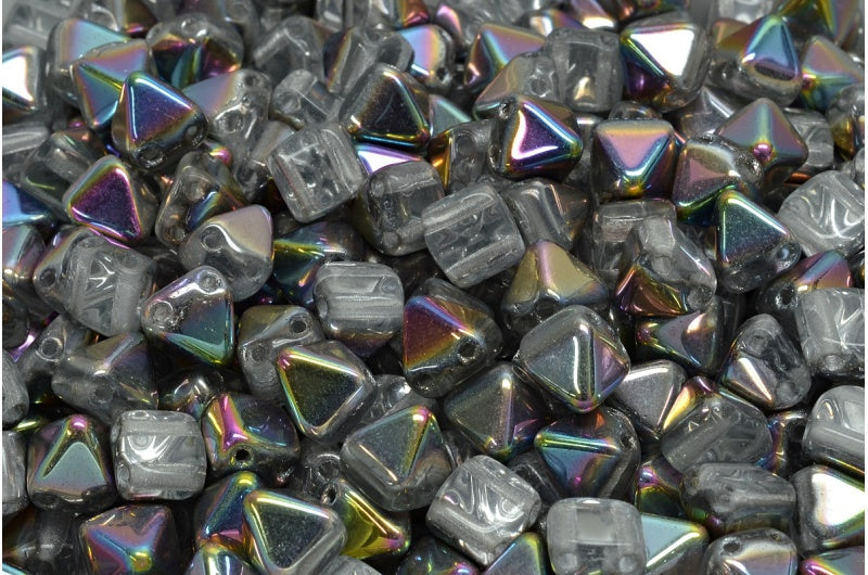 Pyramid Stud Beads, Crystal Crystal Vitrail Medium Coating (00030-28101), Glass, Czech Republic